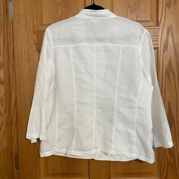 Vintage Cherokee White 100% Linen Button Up Blouse Size Large - Picture 7 of 11